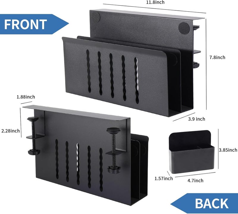 osseph 2 Tier Desk side storage, Desk Laptop Holder with Magnetic Pen Holder, No Drill Hanging Table Organizer for Office and Home Fits Flat Edge 0.3" to 2.3" - Image 2